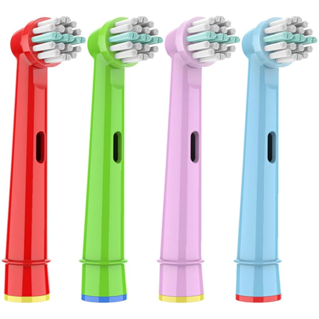MAYCREATE Kids Toothbrush Heads 4 Pack Compatible with Oral B featuring Soft DuPont Bristles for Gentle Cleaning
