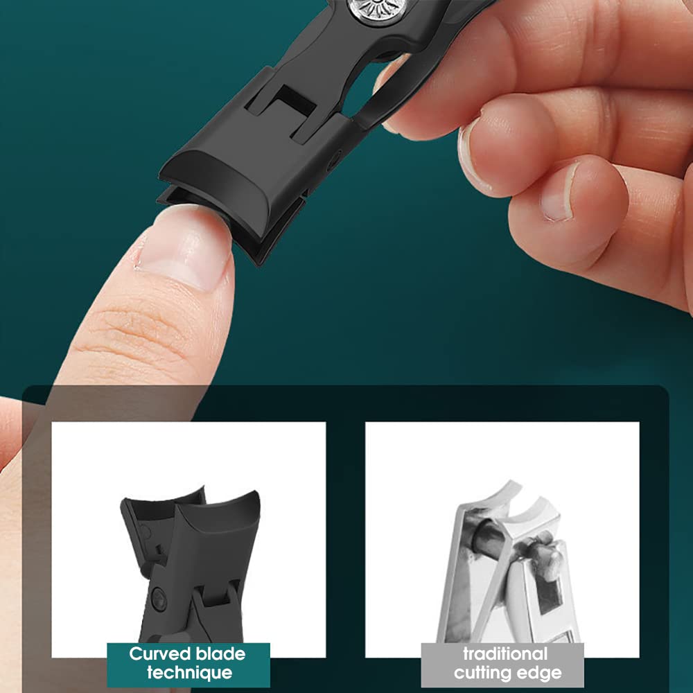 MAYCREATE Nail Cutter For Men Stainless Steel Nail Clippers with Leather Cover Toenail Clippers Wide-Opening Sharp Jaws for Thick Nails, Professional Nail Trimmer