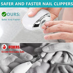 MAYCREATE® Electric Nail Clipper with Uv Light USB Rechargeable 3 Speeds Anti-Splash Trimmer Dust Bin for Baby 1 Count 2PCS