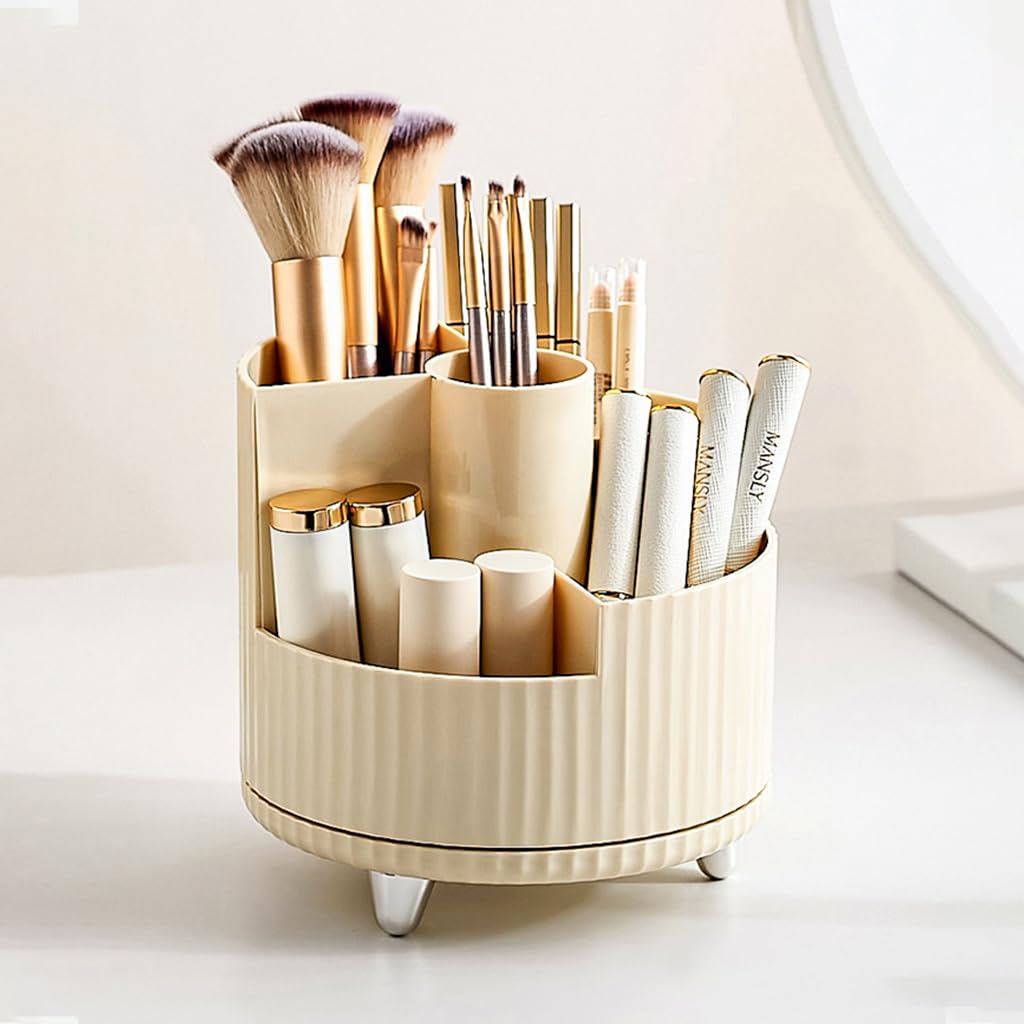 MAYCREATE Makeup Organizer Box for Vanity with 360° Rotating Design and 14.7×14.3 cm Size | ABS Storage for Women