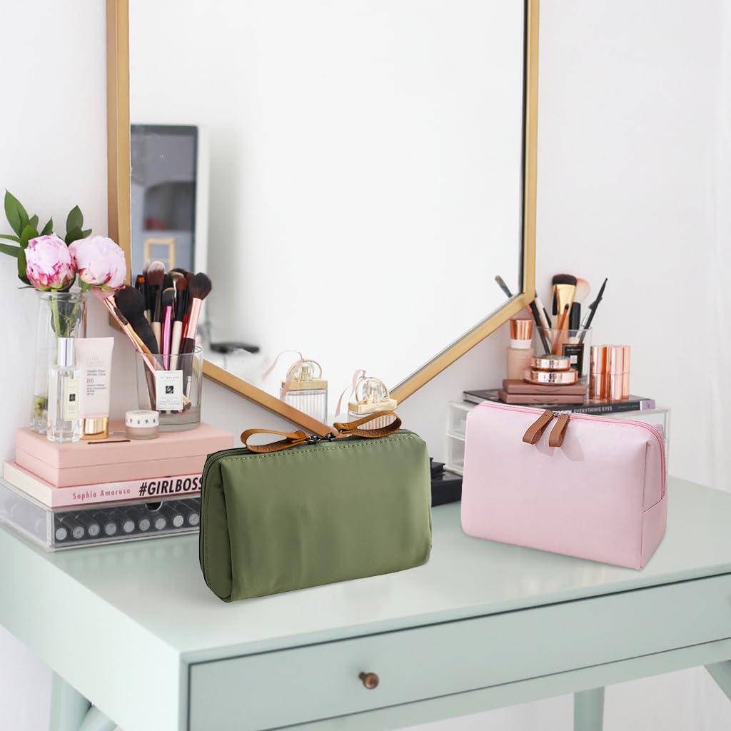 MAYCREATE Makeup Pouch Bag Set for Travel with Dual Zipper and Inner Pockets | Waterproof Polyester 2Pcs 18x14x5cm