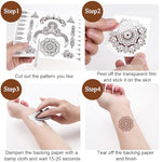 MAYCREATE® Tattoo Sticker 18 Sheets Mandala Temporary Tattoo for Women Girls Brown Lotus Flower Arm Band Tattoo Waterproof Henna Tattoo Stickers for Hands, Body, Arm, Feet