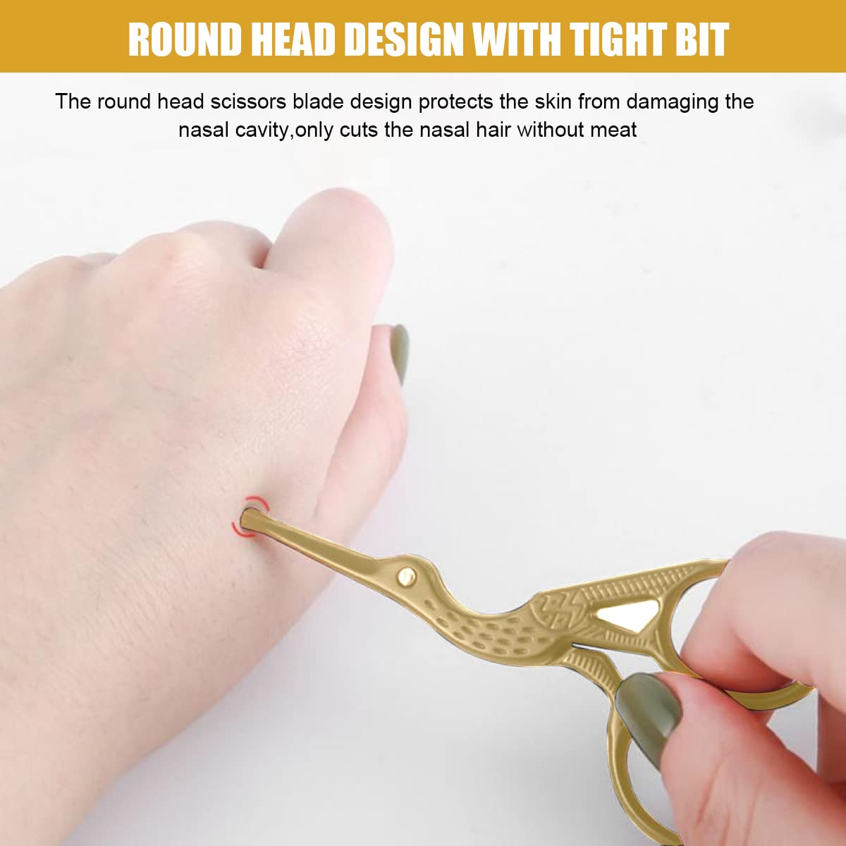 MAYCREATE Nose Hair Trimmer Ear Nose Hair Scissors for Men, Multipurpose Small Beard Scissors, Women Eyelashes Eyebrow Scissors, Safety Blunt Tip for Facial Hair Moustache, with Storage Box (gold)