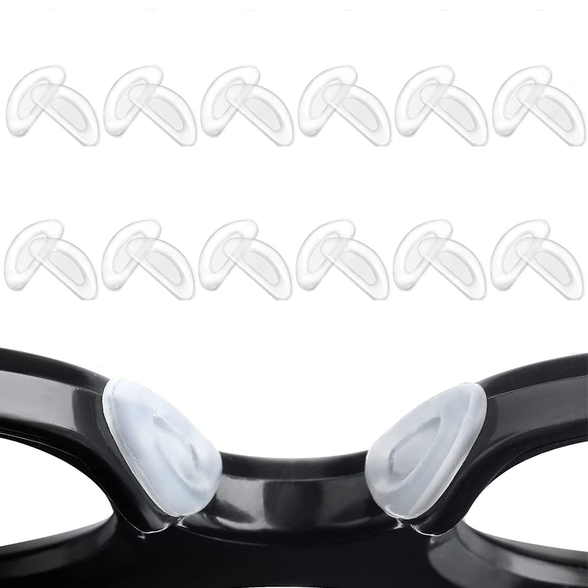 MAYCREATE Adhesive Eyeglasses Nose Pads for Comfortable Fit with D Shape 15×6×1.5 mm Silicone | 12 Pairs Anti Slip Self Stick Replacement
