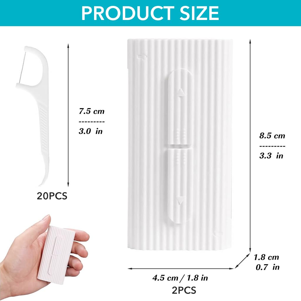 MAYCREATE 2 Pack Portable Dental Floss Case, Automatic Dental Floss Pick Organizer Travel Flosser Dispenser Storage Case Refillable Holder Boxes with 10 Floss Picks for Cleaning Teeth, Oral Care