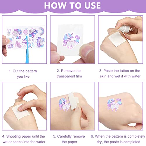 MAYCREATE 10 Sheet Tattoo Sticker for Kids Glittering Tattoo Sticker, Cartoon Unicorn Theme Sticker Waterproof Temporary Tattoos for Birthday Parties, Group Activities, Cartoon Tattoo Sticker Multi