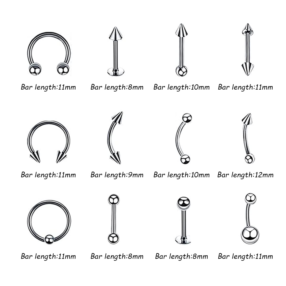 MAYCREATE 84pcs Body Septum Piercing Kit Belly Piercing Kit Professional Stainless Steel for All Piercings Nose Tongue Lip Ear Eyebrow Cartilage Piercing Jewelry Piercing Needles Clamps Kits