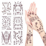 MAYCREATE® Temporary Tattoo for Women Girls Brown Lotus Flower Print Mehandi Stickers Henna Stickers for Hands Waterproof Mehendi Tattoo Sticker for Hands, Body, Arm, Feet