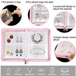 MAYCREATE® Transparent Jewelry Storage Book Anti Oxidation Organizer Bag with 60 Pockets for Bracelets Necklace Rings Pink Metal 3 PCS