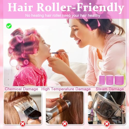 MAYCREATE® Heatless Hair Curler Hair Roller for Women Girls,12pcs Curler Rollers Kit & 12 Bang Clips - 3 Sizes,Jumbo Large & Medium 36 PCS
