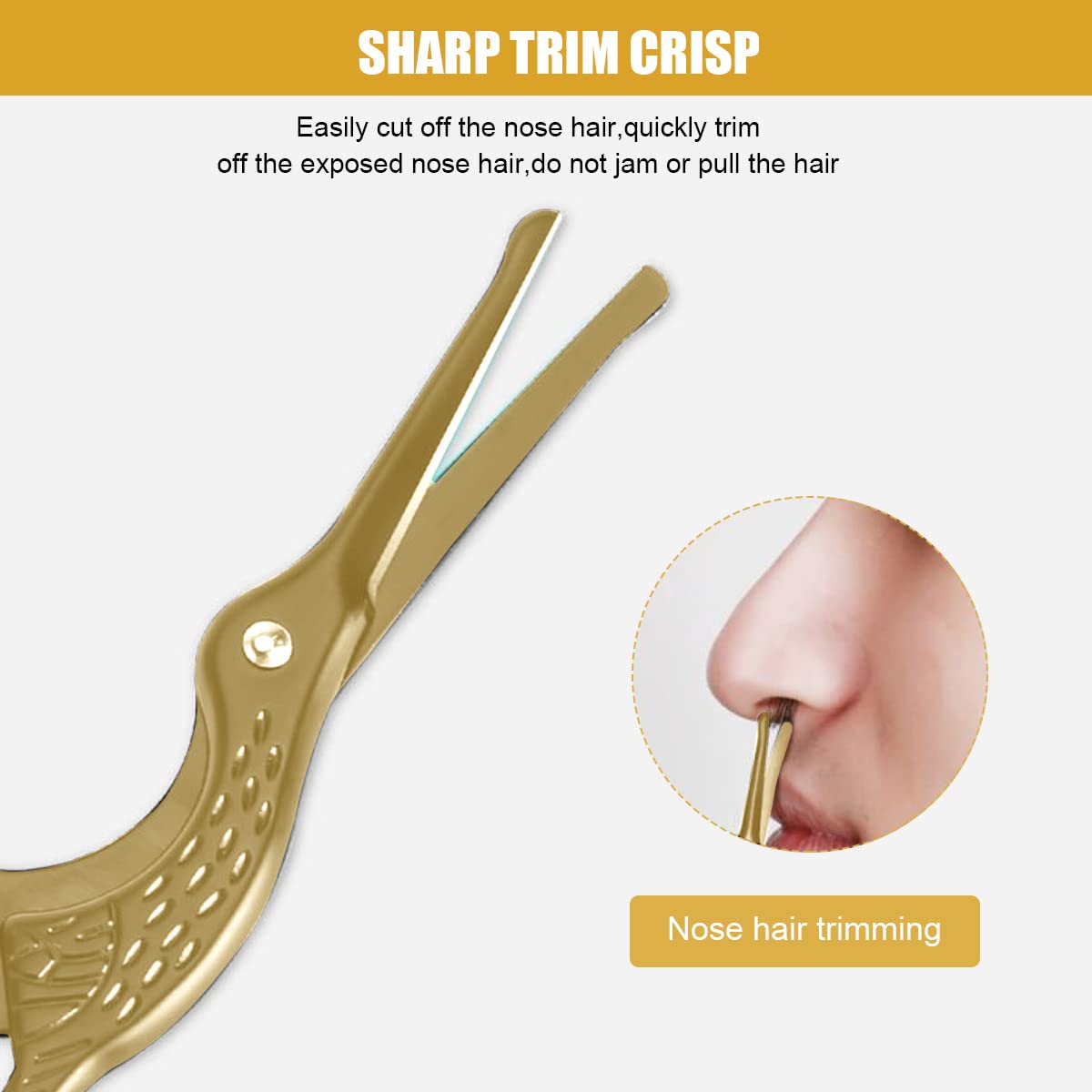 MAYCREATE Nose Hair Trimmer Ear Nose Hair Scissors for Men, Multipurpose Small Beard Scissors, Women Eyelashes Eyebrow Scissors, Safety Blunt Tip for Facial Hair Moustache, with Storage Box (gold)