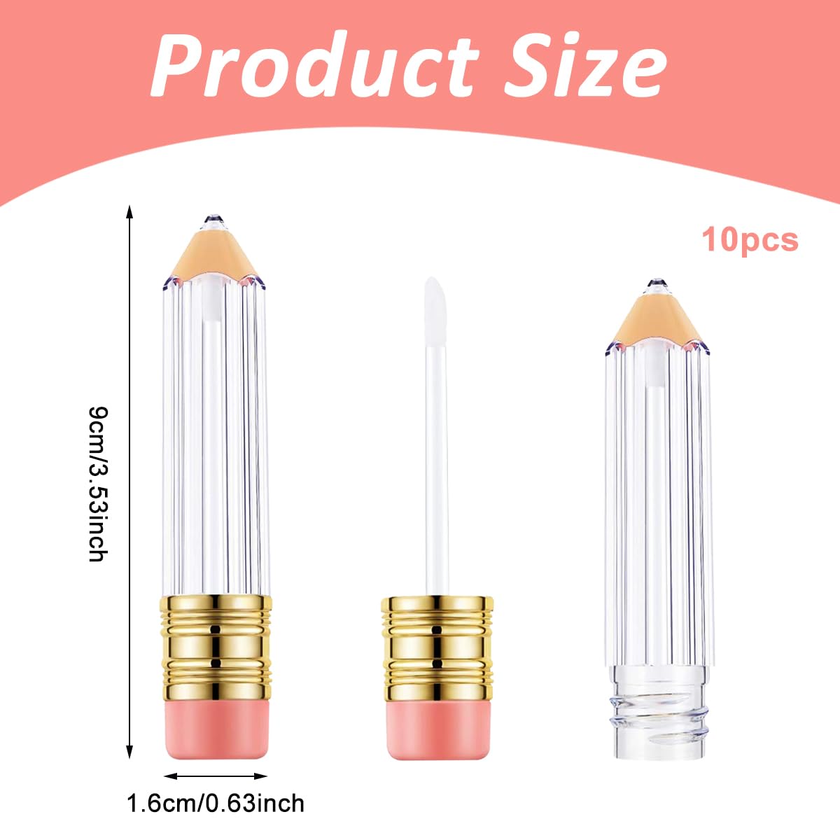 MAYCREATE Empty Lip Gloss Tubes 10pcs 5ml for DIY Cosmetics featuring Pencil Shape and Clear Acrylic Design