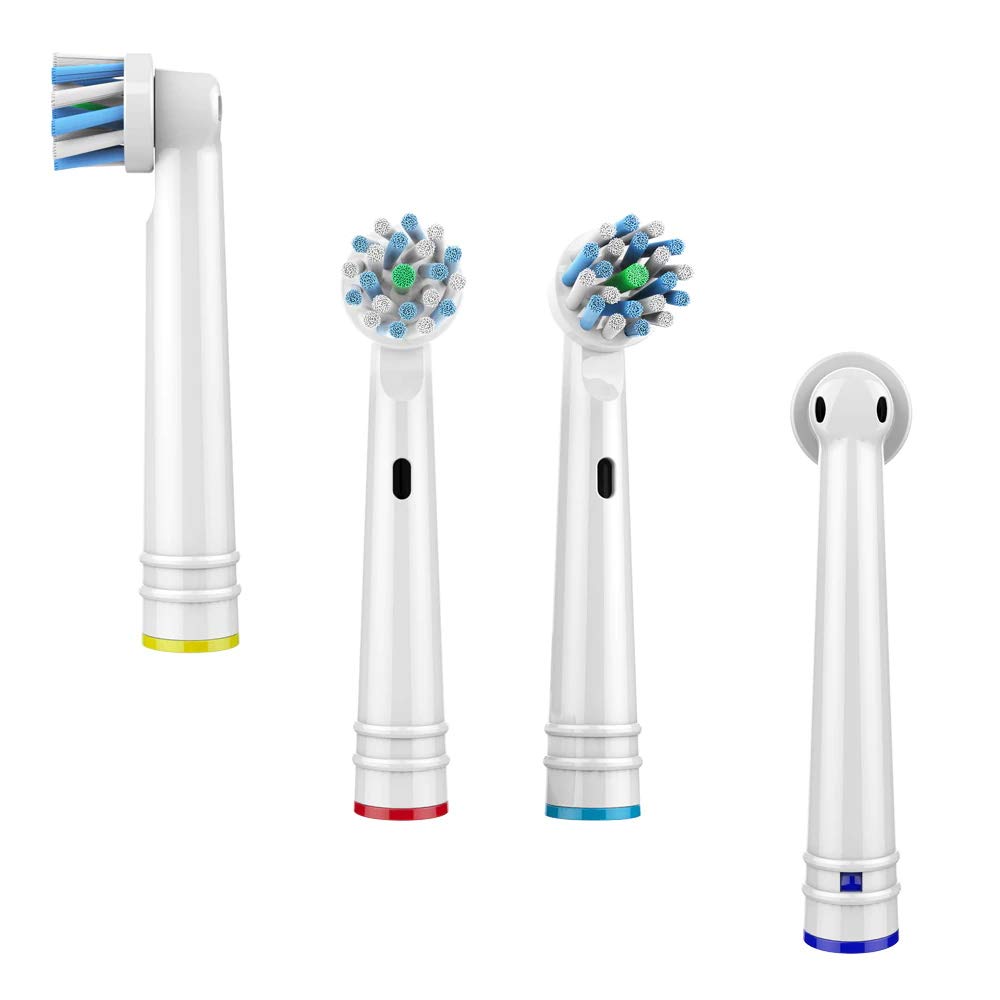MAYCREATE Replacement Brush Heads Compatible With Pack of 8 Generic Crossaction Electric Toothbrush Heads, For Oralb Braun Bases (8) (White for Oralb Braun Bases)