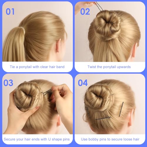 MAYCREATE® 600PCS Bobby Pins Hair U Pins with Mini Rubber Ties Stylish Metal for Updos Holding Stray Strands Accessories for Girls Women Black