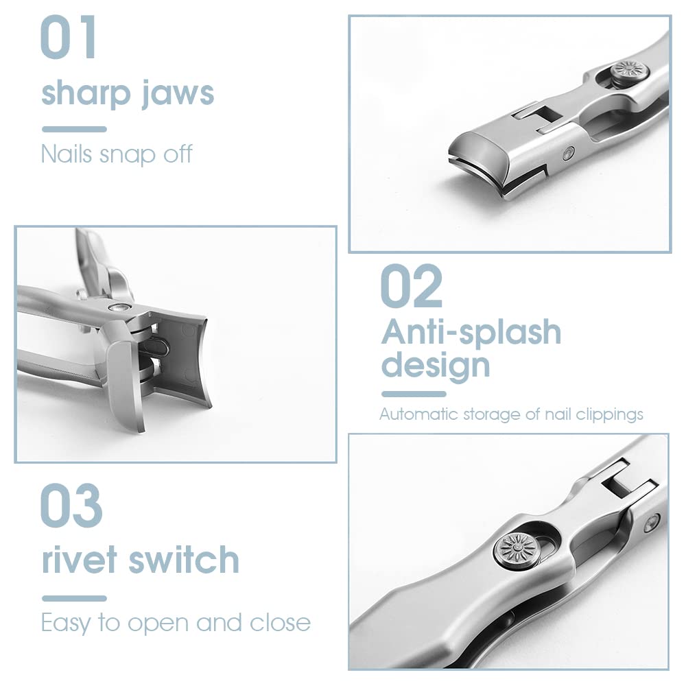 MAYCREATE Nail Clippers For Men Stainless Steel Nail Cutter with Leather Cover Toenail Clippers for Thick Nails, Professional Nail Cutter