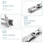 MAYCREATE Nail Clippers For Men Stainless Steel Nail Cutter with Leather Cover Toenail Clippers for Thick Nails, Professional Nail Cutter