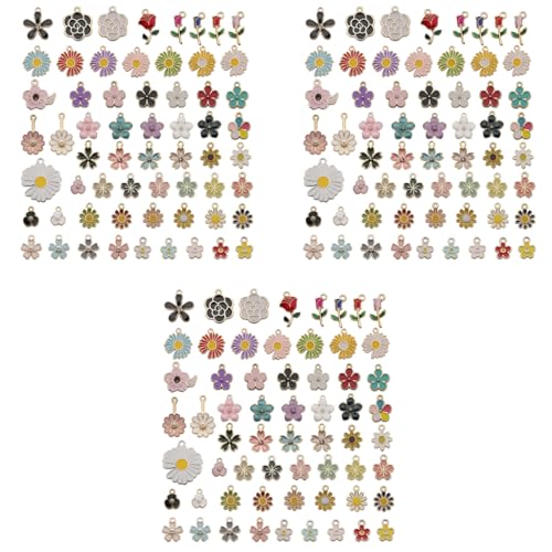 MAYCREATE® 180PCS Assorted Gold Plated Enamel Pendants Floral Themed Flower Charms for Jewelry Bracelet Earring Necklace Keychain DIY Accessories