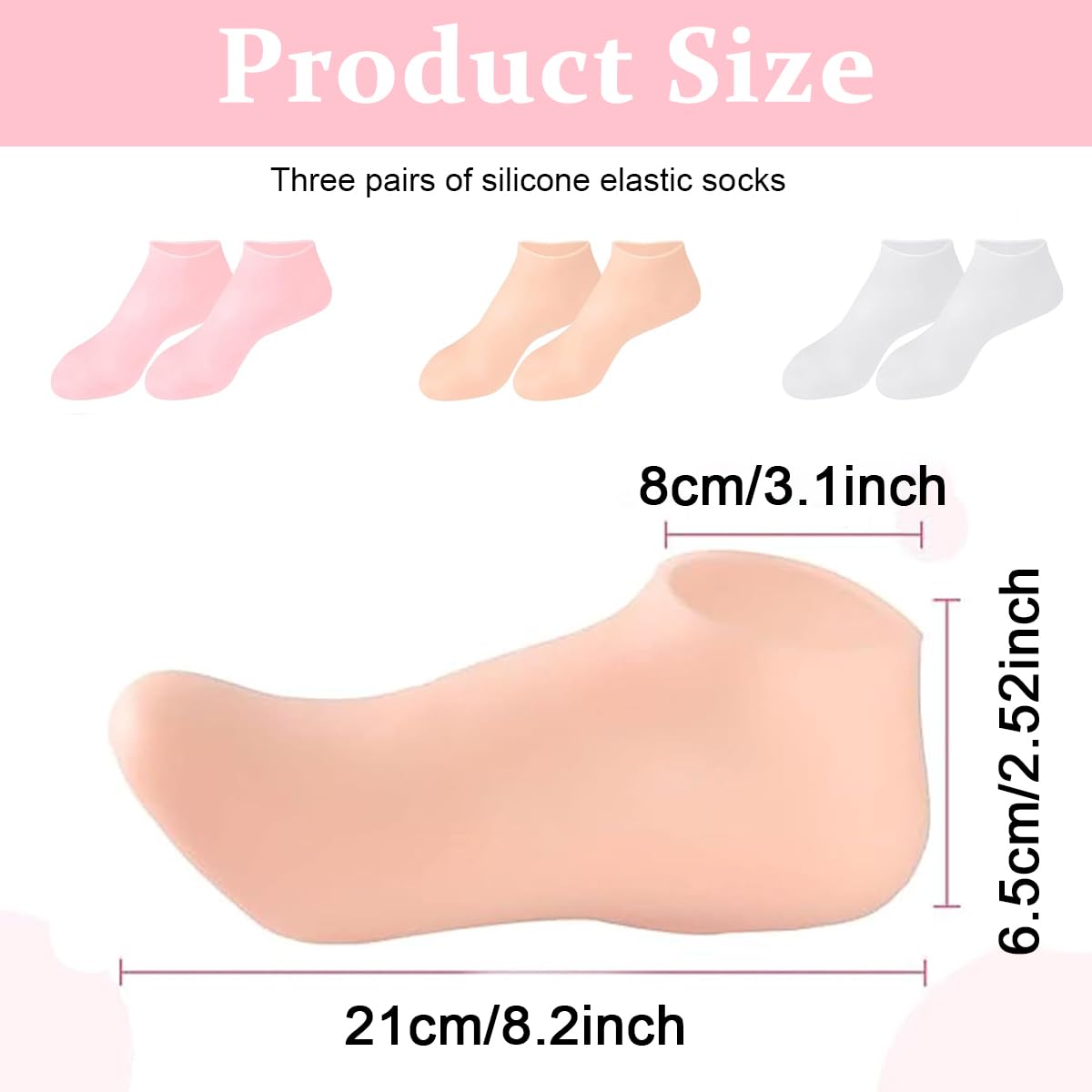 MAYCREATE Silicone Moisturizing Socks, Silicone Socks for Dry Cracked Feet, Silicone Gel Spa Socks for Dry Cracked Skin, Foot Softening, Calluses, Foot Care After Pedicure