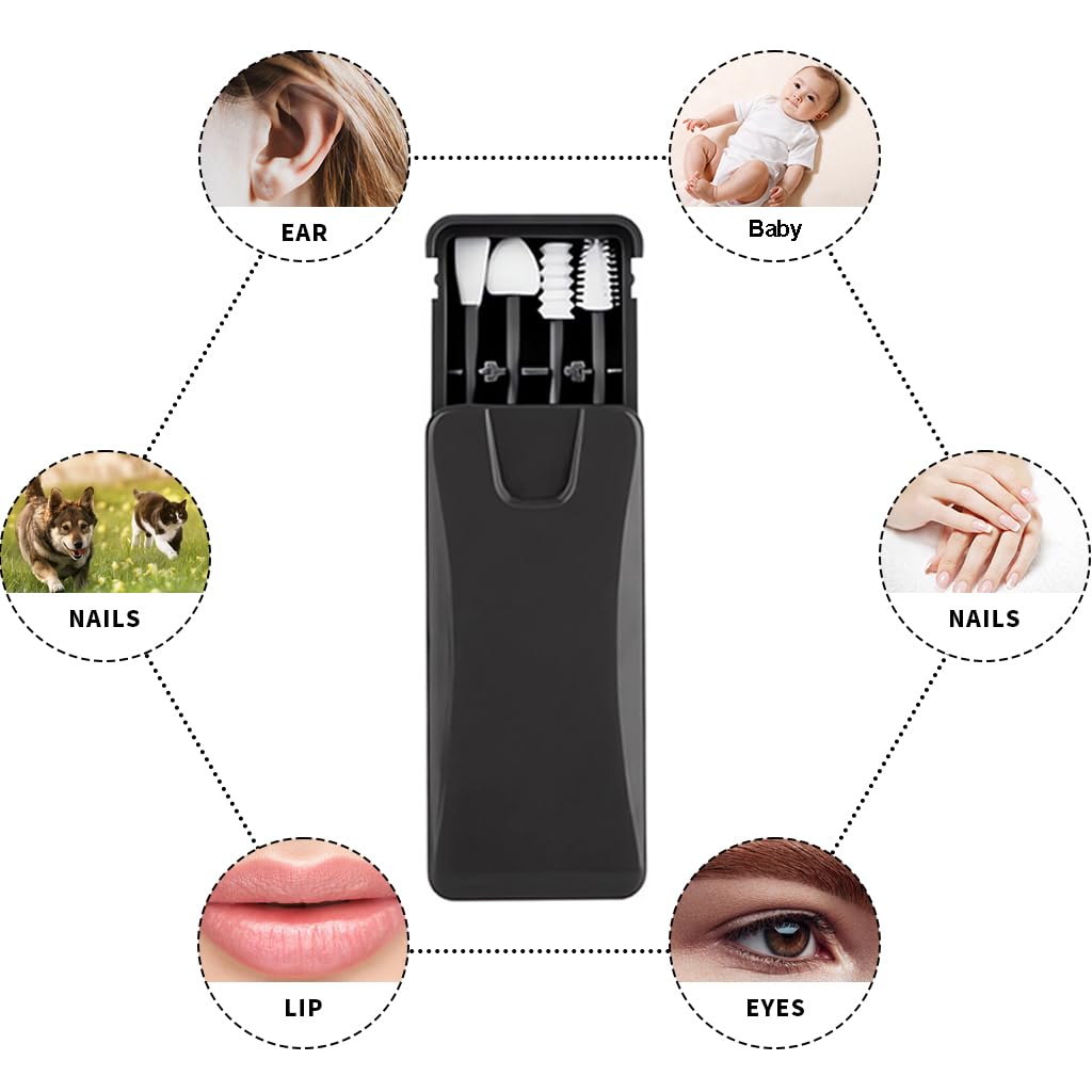 MAYCREATE Reusable Silicone Cotton Swabs Kit for Makeup and Ear Cleaning with Dual Heads and Storage Case