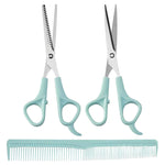 MAYCREATE Kids Hair Cutting Scissors Kit with 6.6 in Stainless Steel Shears and Comb | Safe Grip Design for Home Hair Trimming