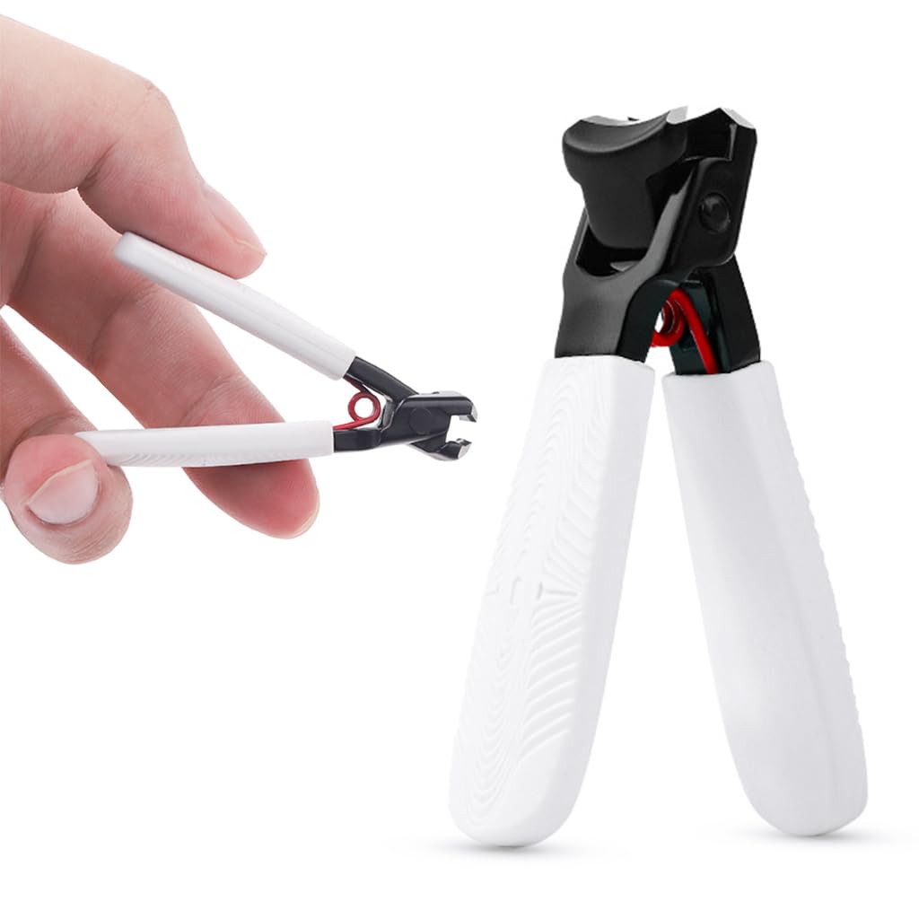 MAYCREATE Nail Cutter For Men Heavy Duty Stainless Steel Toenail Fingernail No Splash Trimmer With Catcher Nail Clipper for Thick Nail Toeail Clipper Portable Nail Clipper, White