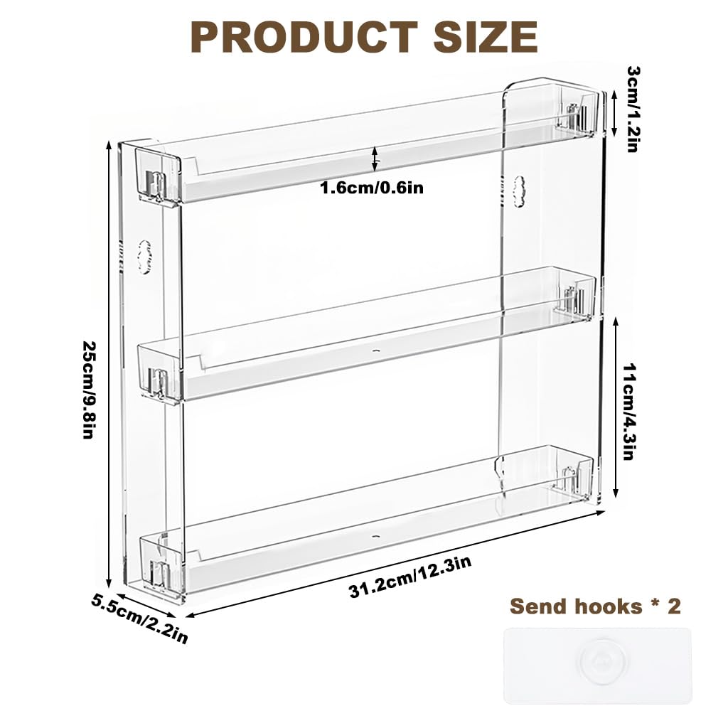 MAYCREATE Wall Mount Nail Polish Organizer for Makeup and Beauty Storage featuring 3 Tiers Clear Acrylic Design | No Drill Space Saver