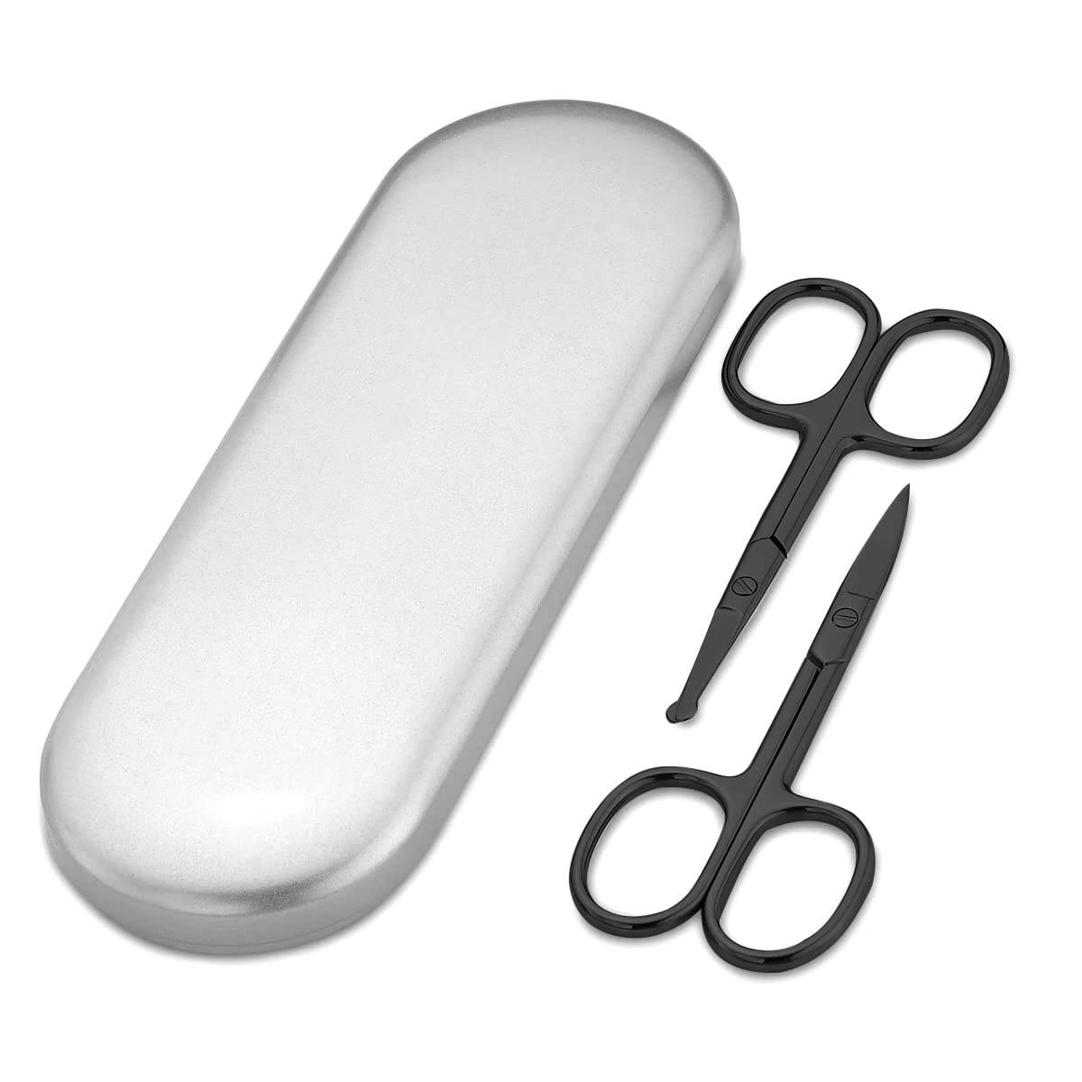 MAYCREATE Nose Scissors Beard For Men Mustache Eyebrow Trimmer Stainless Steel Set with Storage Box