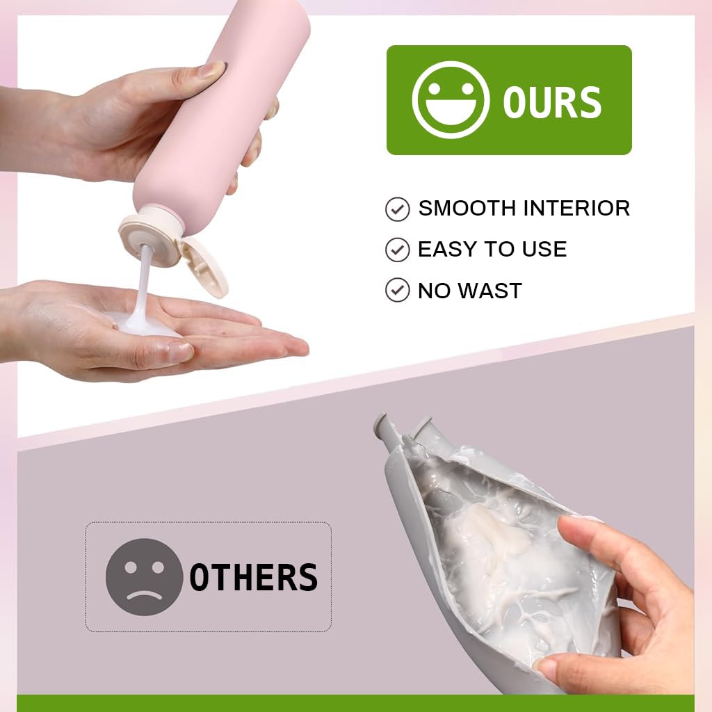 MAYCREATE Travel Bottle Kit for Toiletries with Leakproof Flip Lid and 260 ml PE Bottles | Refillable Set for Lotion and Shampoo