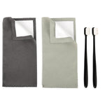 MAYCREATE® 2Pcs Jewelry Cleaning Cloth Silver Polishing Cloth Jewelry Ultra-Soft Brushes (Flat & Wave) for Cleaning Gold, Diamonds, Platinum, Gemstones, Coins