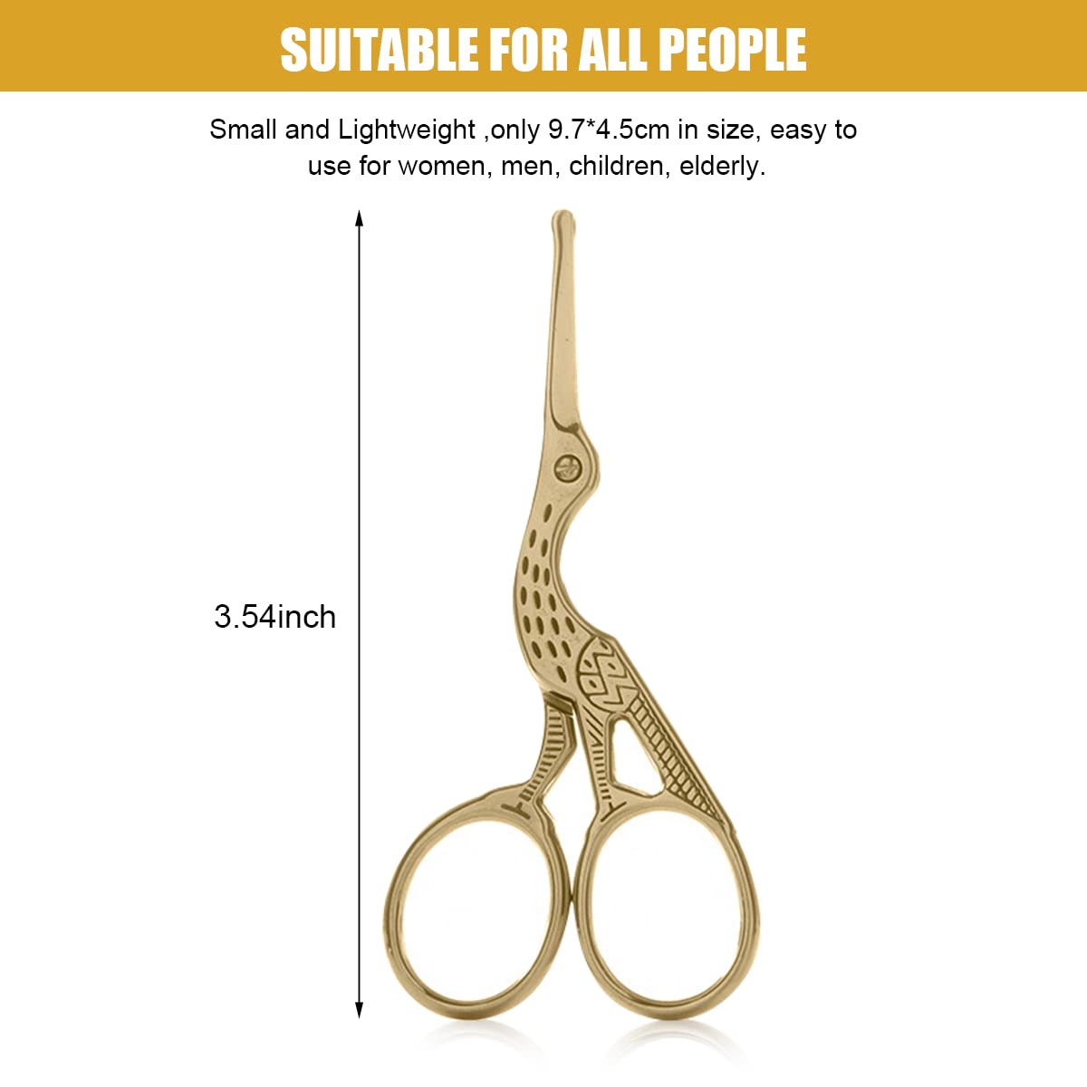 MAYCREATE Nose Hair Trimmer Ear Nose Hair Scissors for Men, Multipurpose Small Beard Scissors, Women Eyelashes Eyebrow Scissors, Safety Blunt Tip for Facial Hair Moustache, with Storage Box (gold)