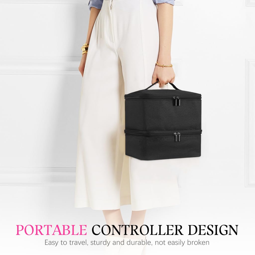 MAYCREATE Small Makeup Bag for Travel Makeup Pouch, Mini Makeup Vanity Box for Women, Zipper Makeup Organizer Bag, Portable Cosmetic Makeup Vanity Bag with Handle (Waterproof, Black)