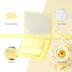 MAYCREATE Blotting Paper for Oily Skin with Built in Mirror and Puff | 200pcs Natural Linen Sheets