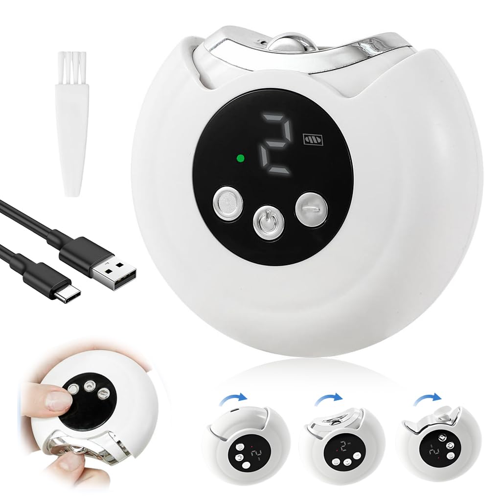 MAYCREATE Electric Nail Clipper with LED 2 IN 1 Nail Clipper& Nail Filer, 2 Speeds Adjustable USB Rechargeable Electric Nail Clipper Nail File, Safe Nail Clipper for Kids Elders Adults