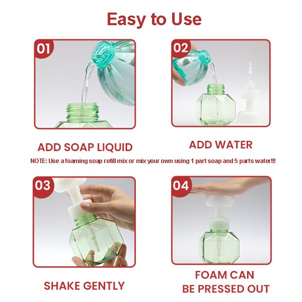 MAYCREATE 2Pcs Foaming Hand Soap Dispenser, 250ml Plastic Empty Flower-Shaped Foam Pump Liquid Soap Dispenser Bottles