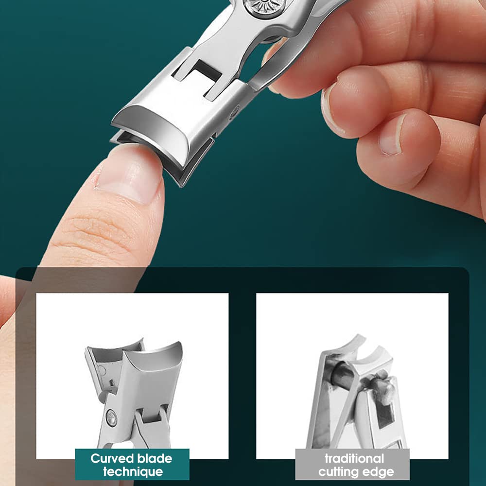 MAYCREATE Nail Clippers For Men Stainless Steel Nail Cutter with Leather Cover Toenail Clippers for Thick Nails, Professional Nail Cutter