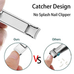 MAYCREATE Nail Clippers with Nail File Stainless Steel Foldable Nail Cutter with Leather Cover Toenail Clippers Travel Design Cut