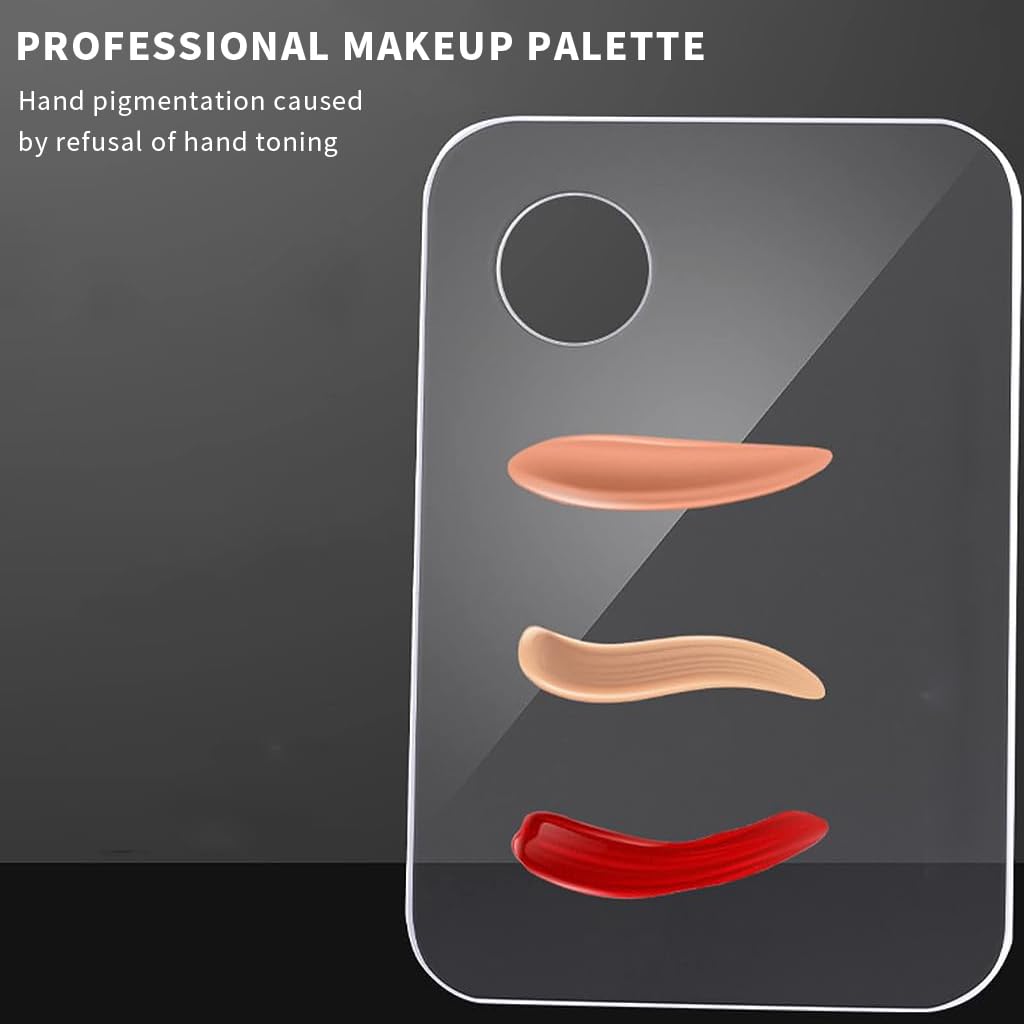 MAYCREATE Makeup Spatula & Palette Set, Stainless Steel Spatula and Clear Acrylic Foundation Palette Combo, Beauty Cosmetic Makeup Tool, Spatula with Protective PU Sleeve