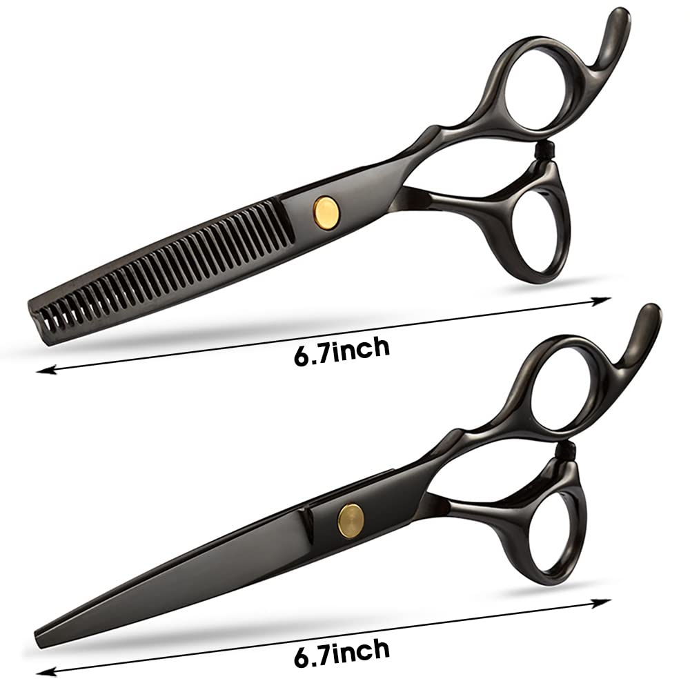 MAYCREATE 10 Pcs Professional Hair Cutting Scissors For Men Hair Dressing Scissors Barber Kit with Hairdressing Scissor for Men Women Adult Kids Home Hair Cut Kit at Home