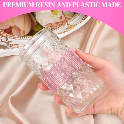 MAYCREATE® 1Roll Self Adhesive Crystal Rhinestone Ribbon Diamond Bling Tape Rhinestones Strips Sticker for Arts Crafts Wedding Birthday Party DIY Event Car Phone Decoration Pink 2 PCS