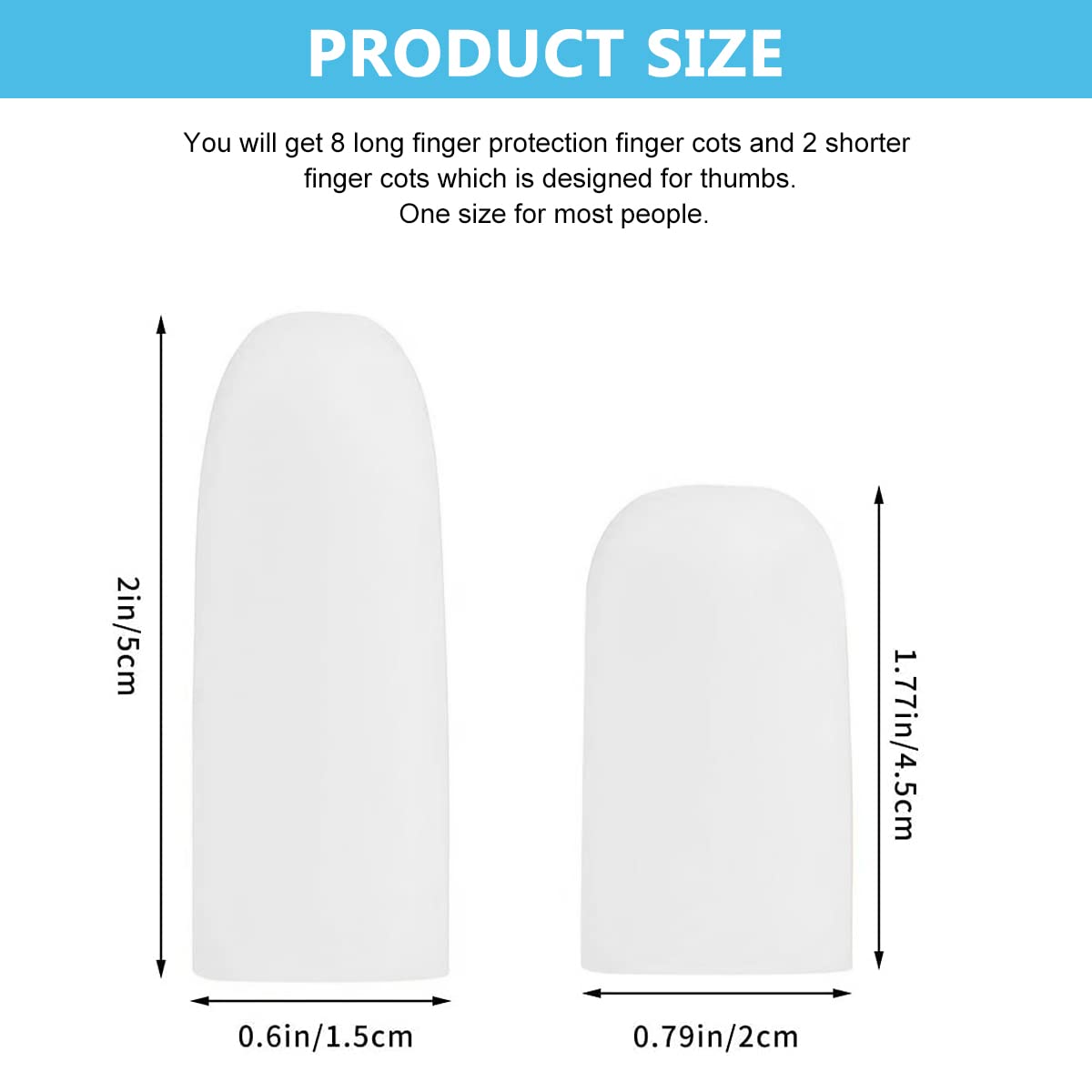 MAYCREATE 10pcs finger protection, Gel Finger Support Protector Gloves, Gel Finger Cots/Covers for Trigger Finger Hand Eczema Finger Cracking Finger Arthritis, White