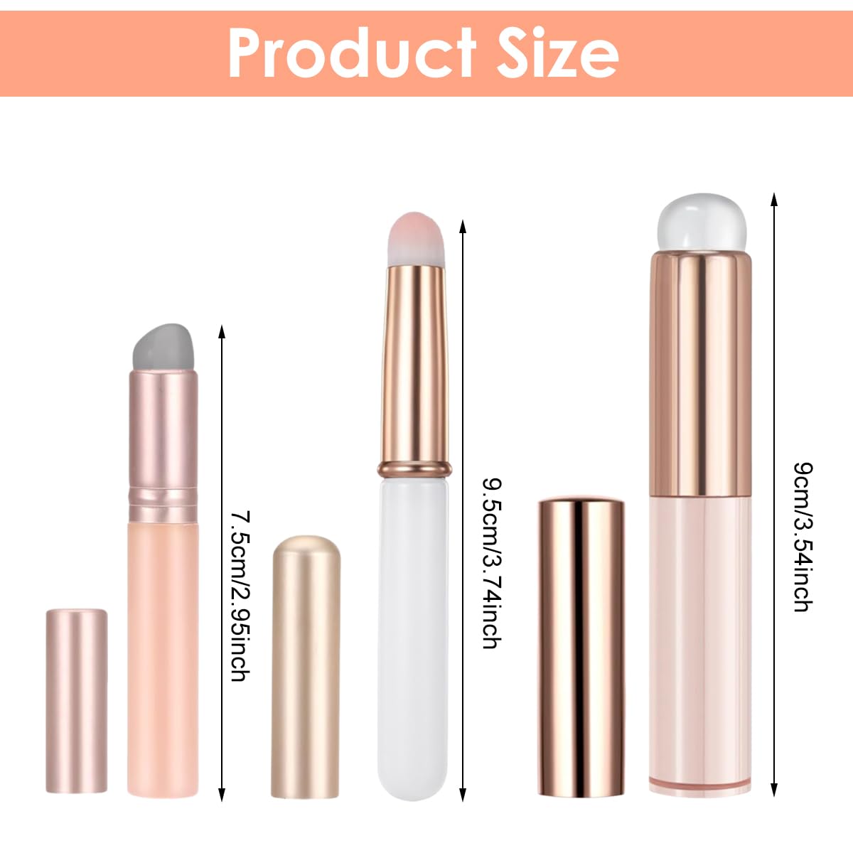 MAYCREATE Silicone Lipstick Brush for Lipstick Gloss and Balm | 3Pcs Reusable Set with Fine Bristles and Protective Caps