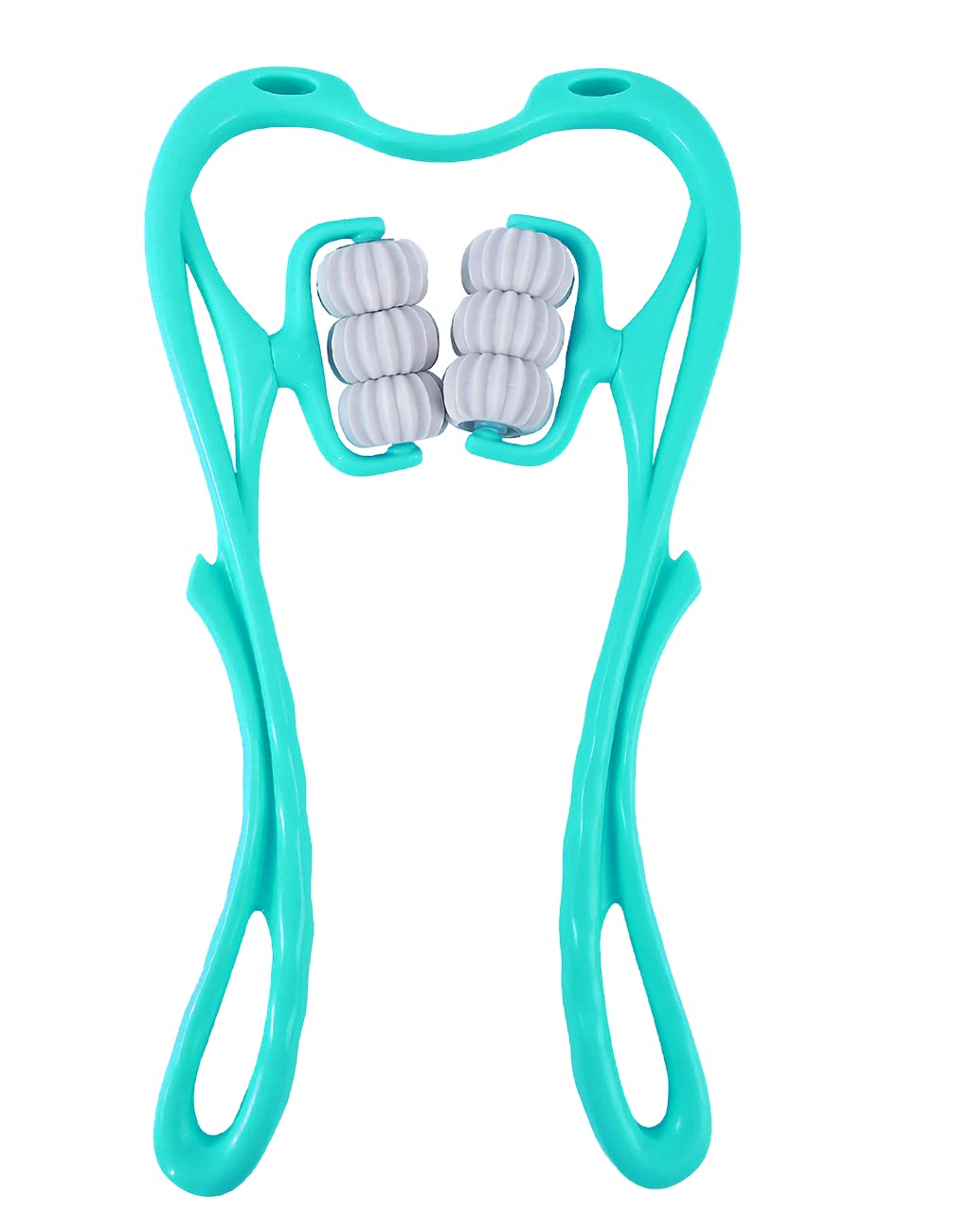 MAYCREATE Neck Massager for Pain Relief with 6 Rotatable Rollers featuring TPR Frame | Manual Full Body Relaxation Tool