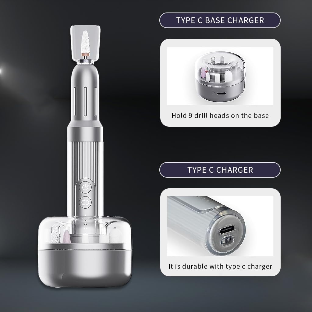 MAYCREATE Nail Drill for Acrylic and Gel Nails with 12 Bits and 6 Speeds | USB Rechargeable