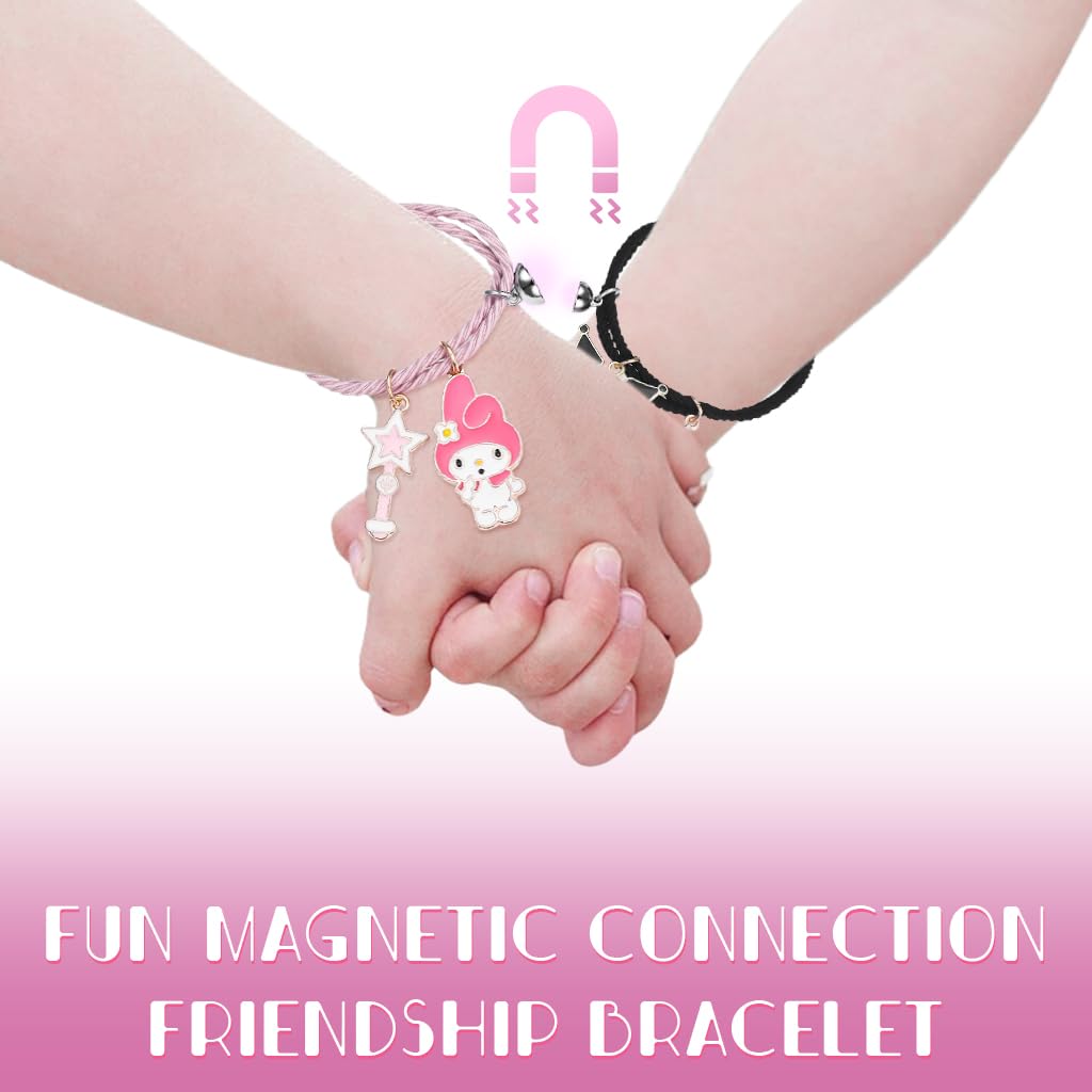 MAYCREATE 2 Pcs Friendship Bracelet for Girls Women Kuromi Couple Bracelet Cute Sanrio Magnetic Matching Bracelets BFF Best Friend Bracelet Long Distance Touch Bracelet Birthday Gift for Girls, Women