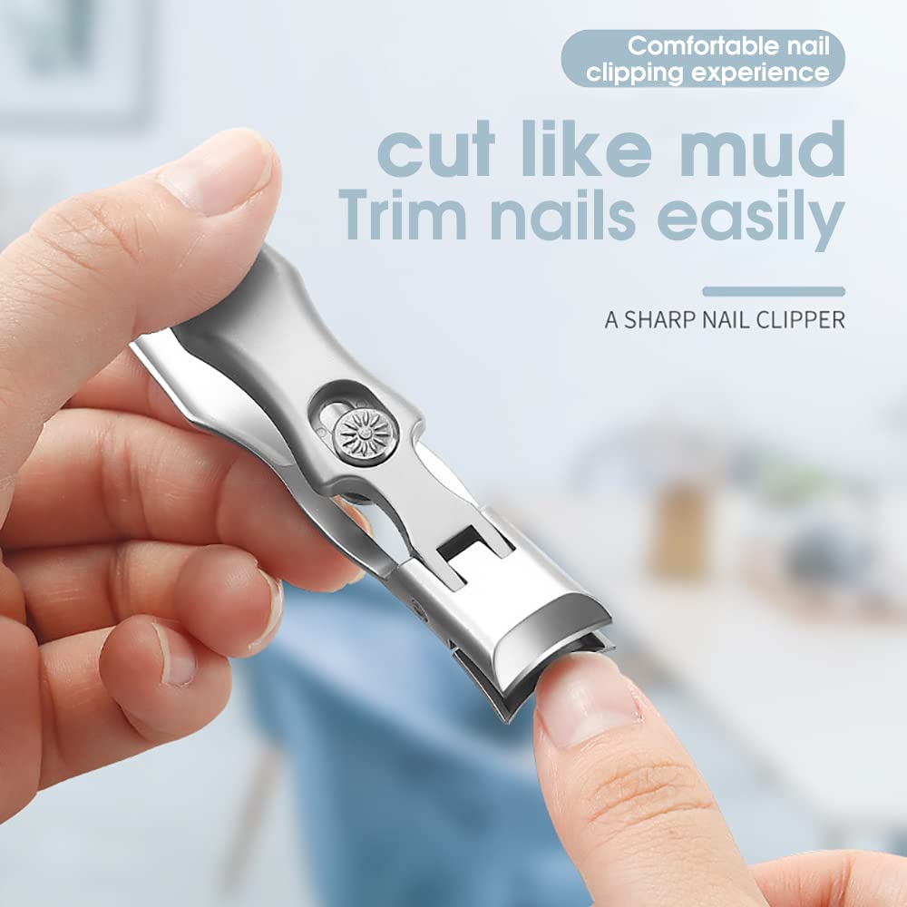 MAYCREATE Nail Clippers For Men Stainless Steel Nail Cutter with Leather Cover Toenail Clippers for Thick Nails, Professional Nail Cutter