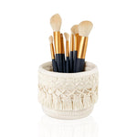 MAYCREATE Macrame Makeup Brush Holder Organizer Boho Desk Mini Storage Basket Table Cotton Rope Tassels Pen Holder for School Office Stationeries Storage Container - Ivory