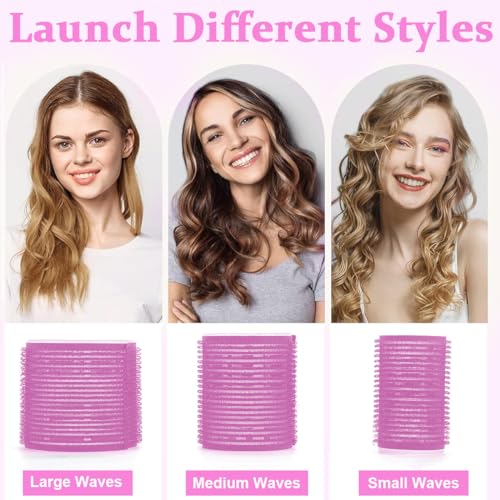 MAYCREATE® Heatless Hair Curler Hair Roller for Women Girls,12pcs Curler Rollers Kit & 12 Bang Clips - 3 Sizes,Jumbo Large & Medium 36 PCS