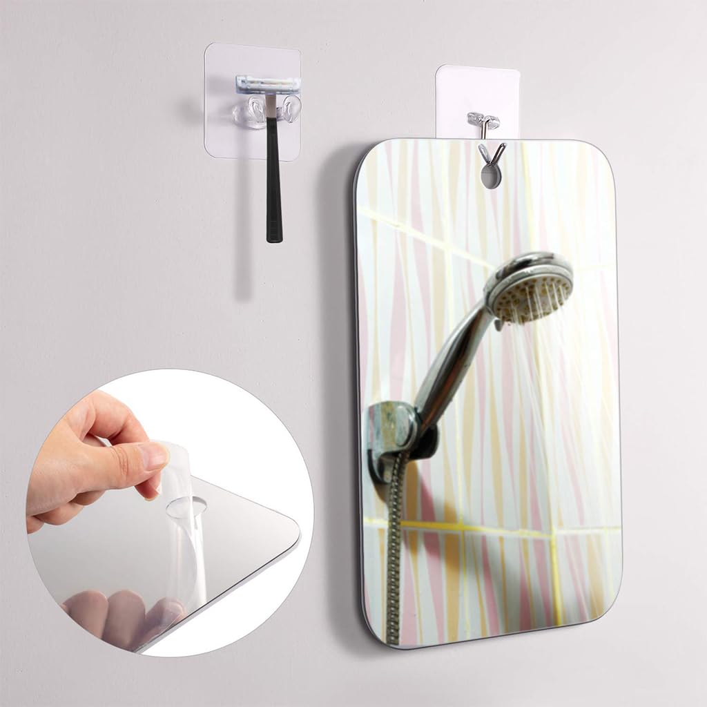 MAYCREATE Anti-Fog Shaving Mirror for Bathroom with 6.81in HD Acrylic Surface | Wall Hanging and Handheld Use