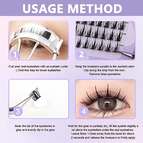 MAYCREATE® False Eyelash Extensions Kit DIY 160pcs Eye Lashes Clusters 11-12-13mm Mixed Natural Curl False Eyelashes for Women Girls Home Use Wispy Lash X 2