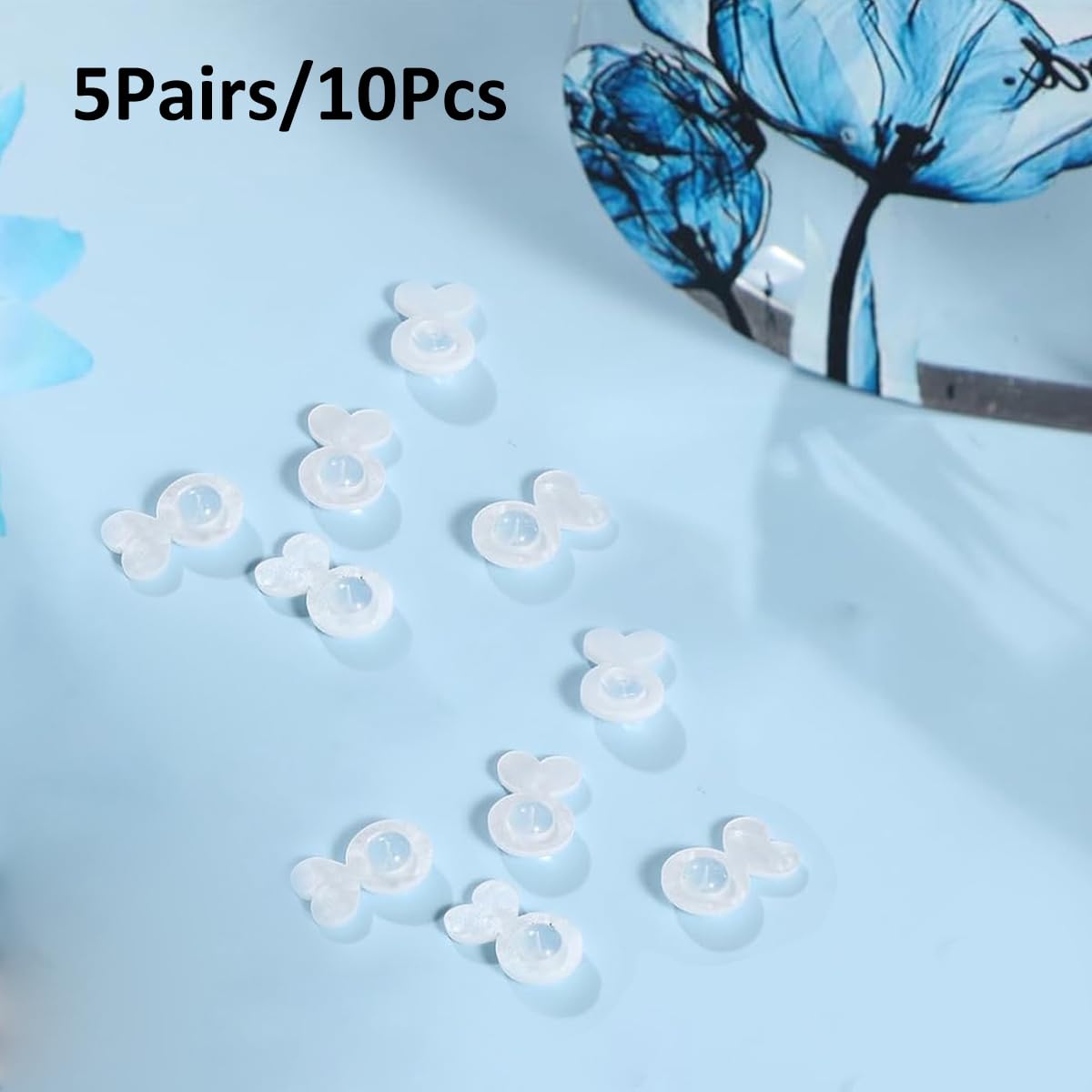 MAYCREATE Earring Backs for Droopy Ears 10Pcs featuring Heart Shaped Acrylic Charm | Rubber Grip for Women and Girls Earrings